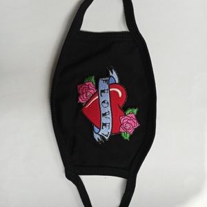 Face mask with tattoo embroidery